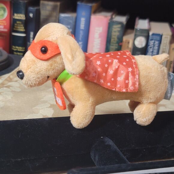 Hallmark Happy Halloweenie Dachshund 6” dog plush in a Mask & Glow in Dark Cape - Picture 12 of 13